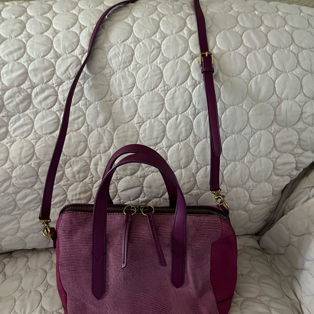 Fossil Fuchsia Textured Dome Satchel with Removable Strap - Picture 6 of 6